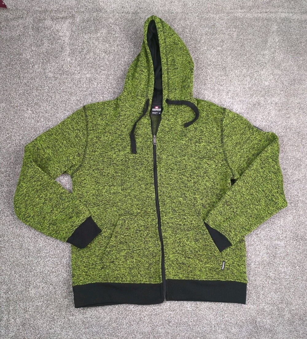 SouthPole Hoodie Men XL Green Black Zip Up Sweatshirt Skate Grunge Hip Hop